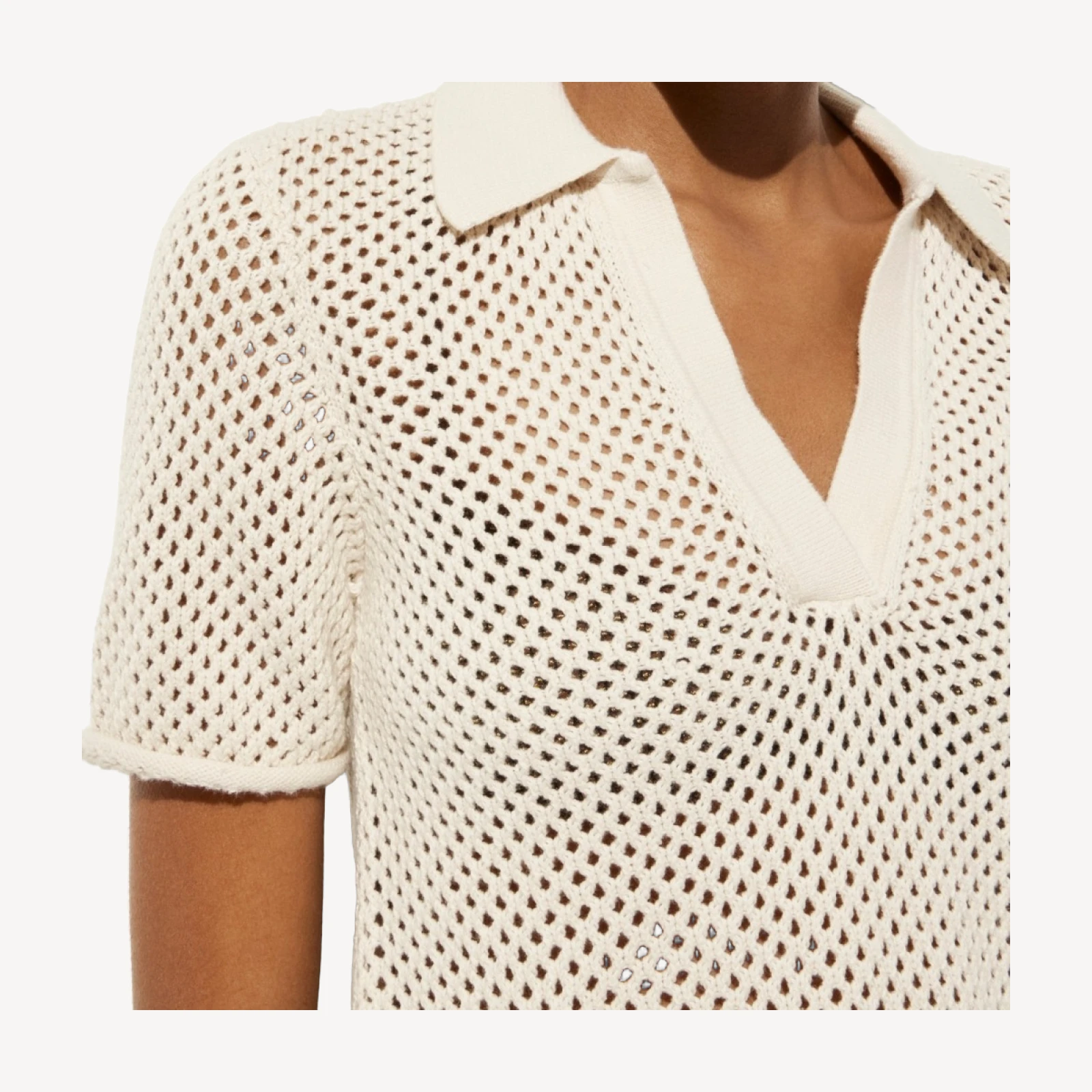 Crochet beach polo shirt in cotton