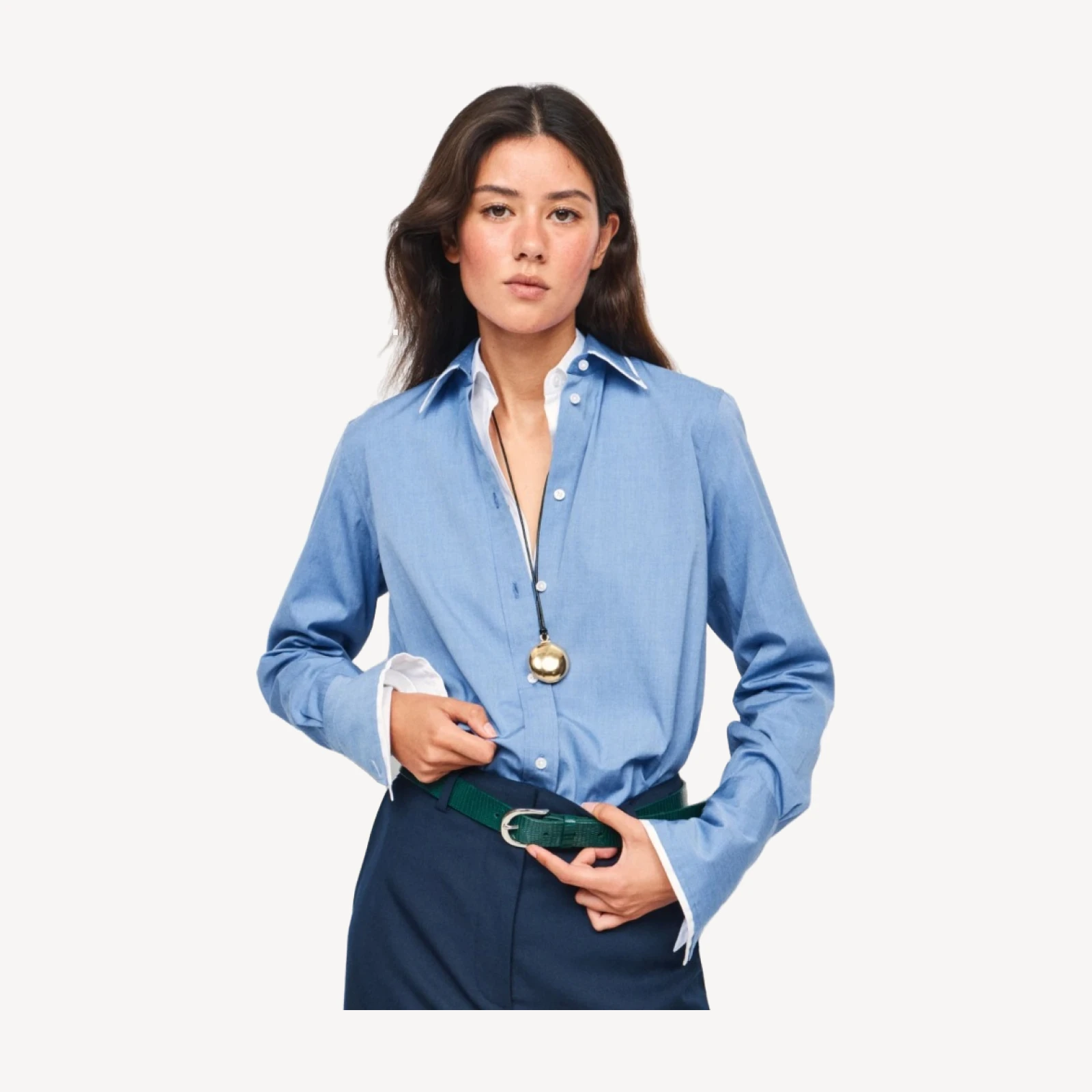 Jules double-layer button-up shirt in Greenwich poplin