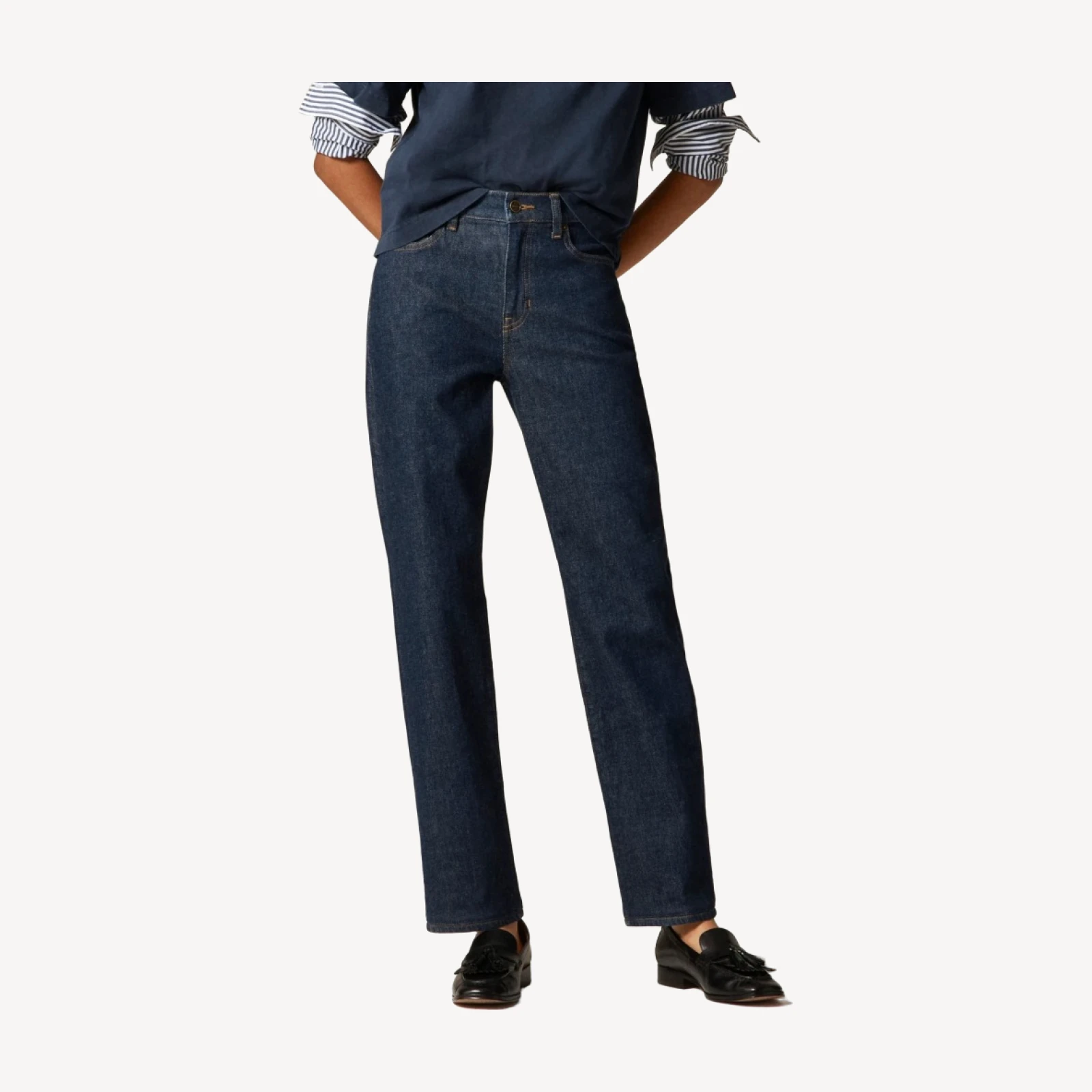 Nipped straight jean