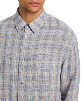 Frame Linen Blend Plaid Shirt