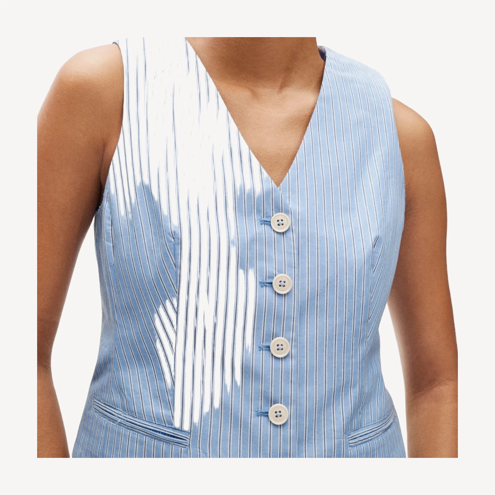 Shrunken V-neck vest top in stripe