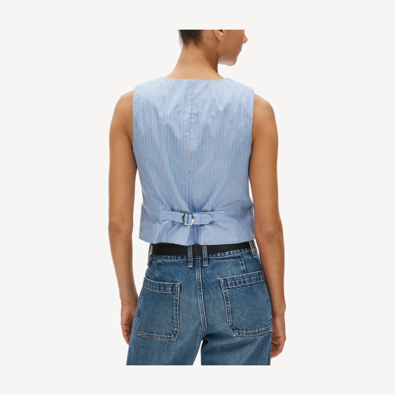 Shrunken V-neck vest top in stripe