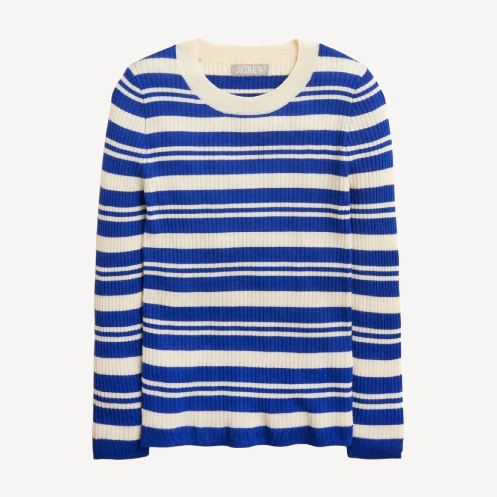 Carolyn three-quarter sleeve sweater in striped merino wool