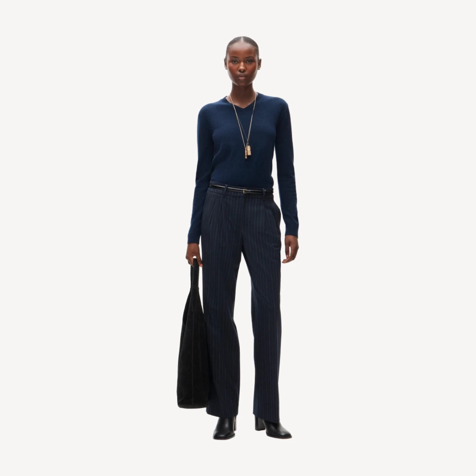 Cashmere high V-neck sweater