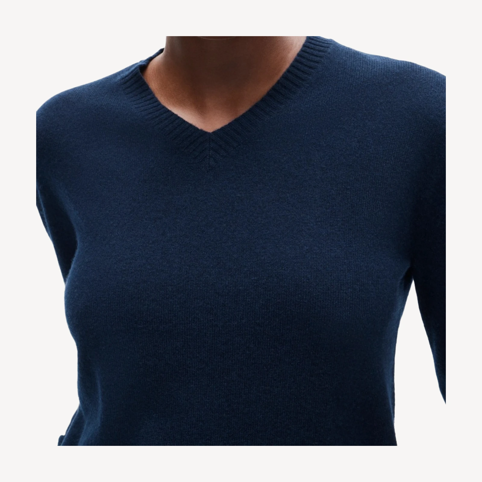 Cashmere high V-neck sweater