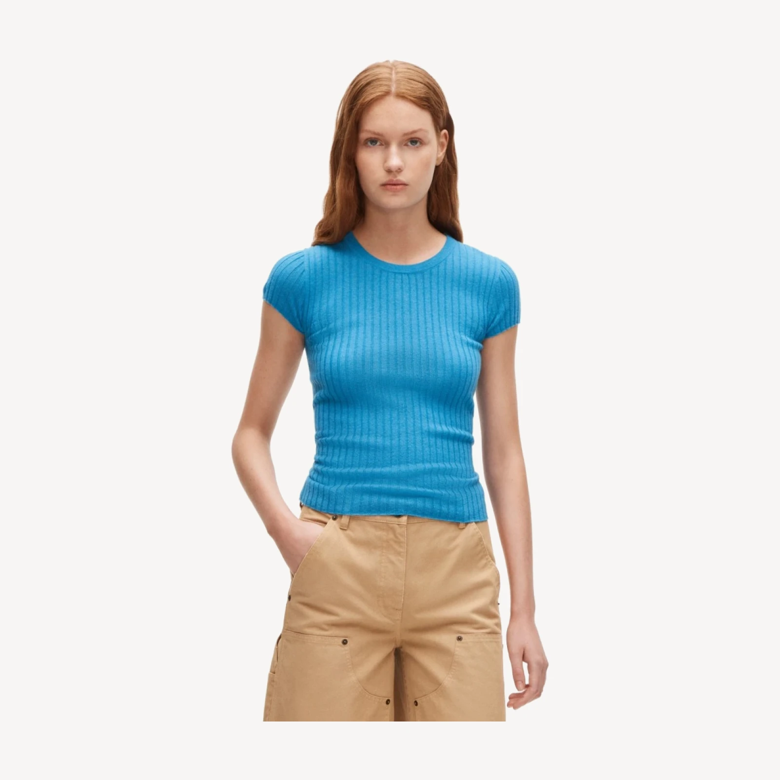 Featherweight cashmere ribbed sweater-tee