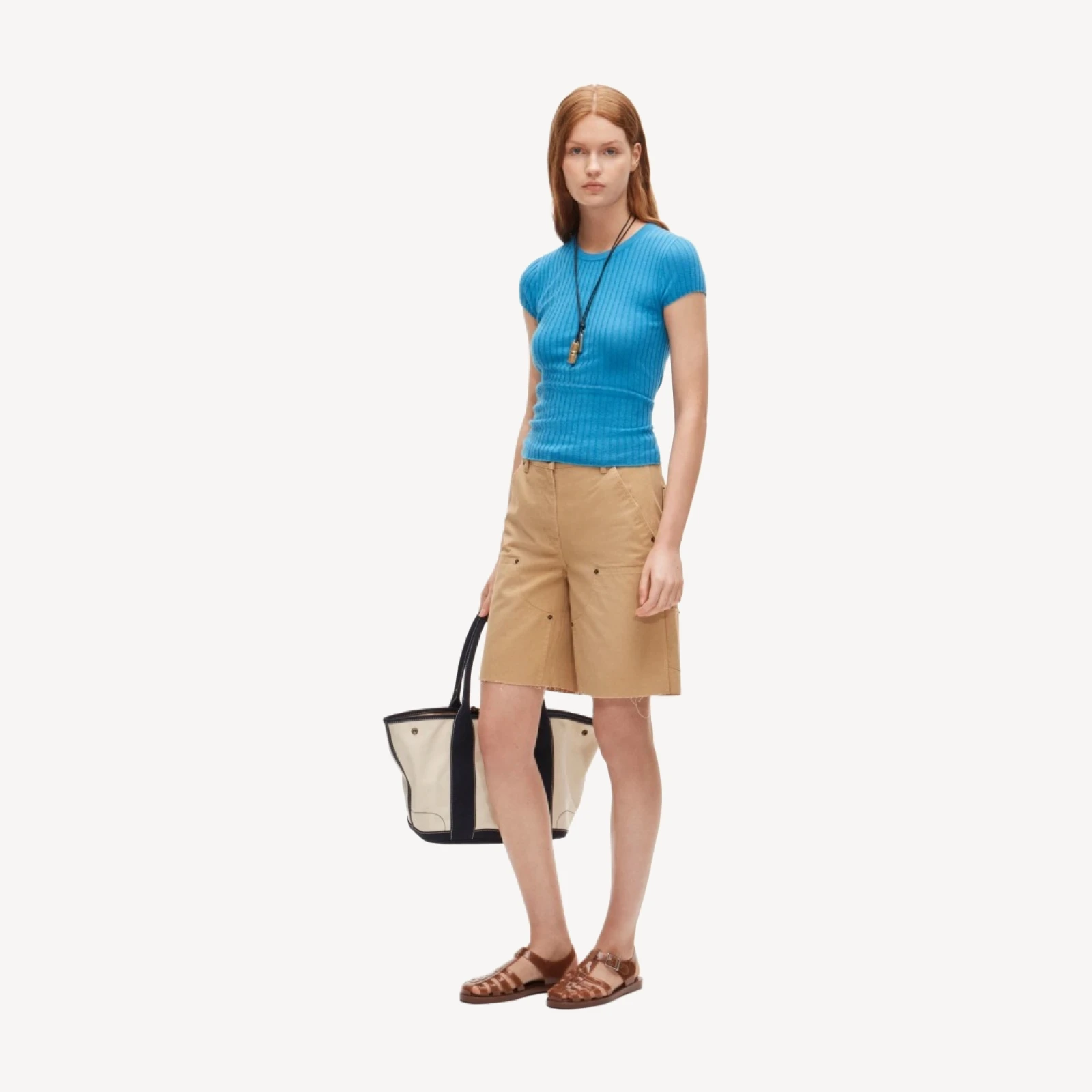 Featherweight cashmere ribbed sweater-tee