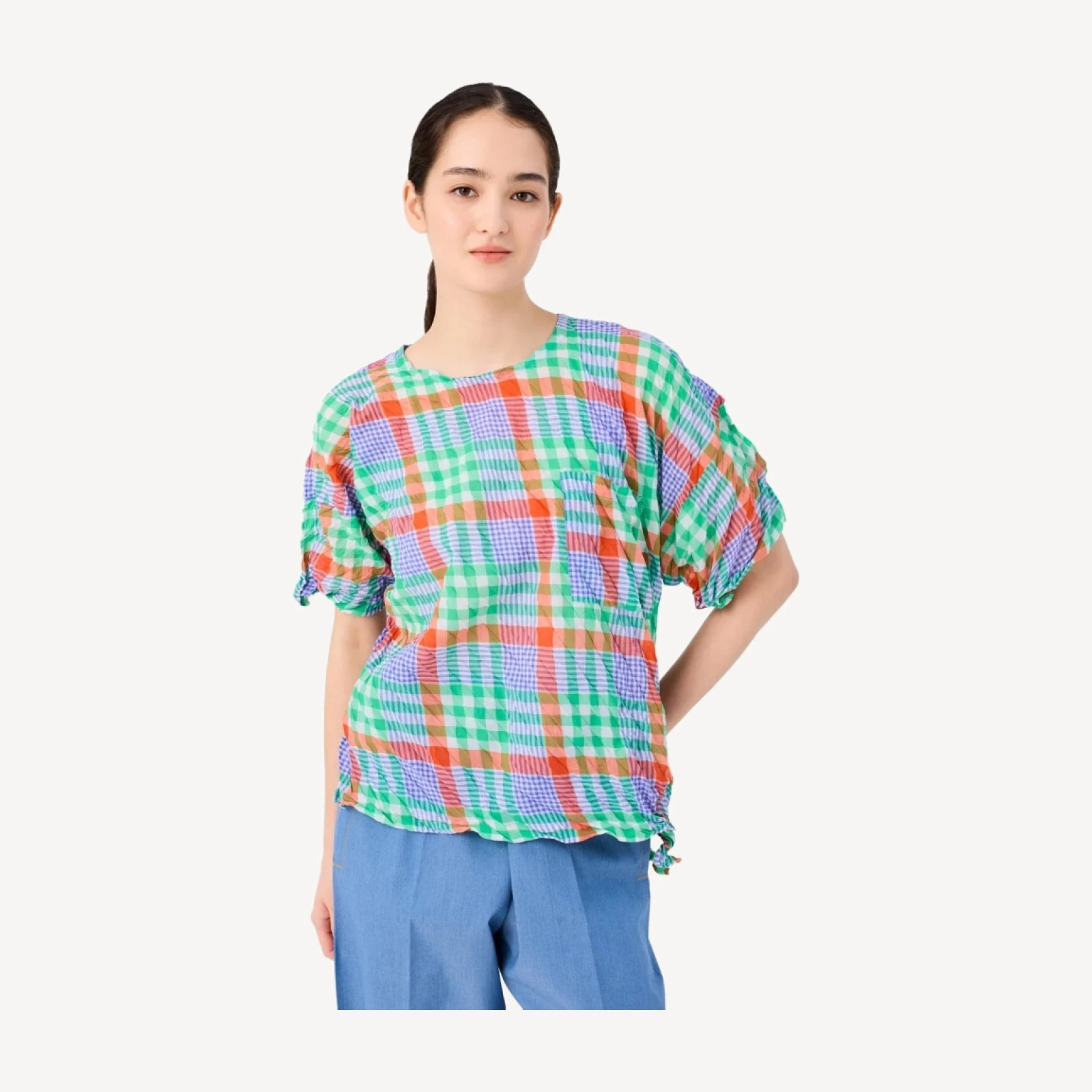 CHECK WHIPPED PLEATS SHIRT
