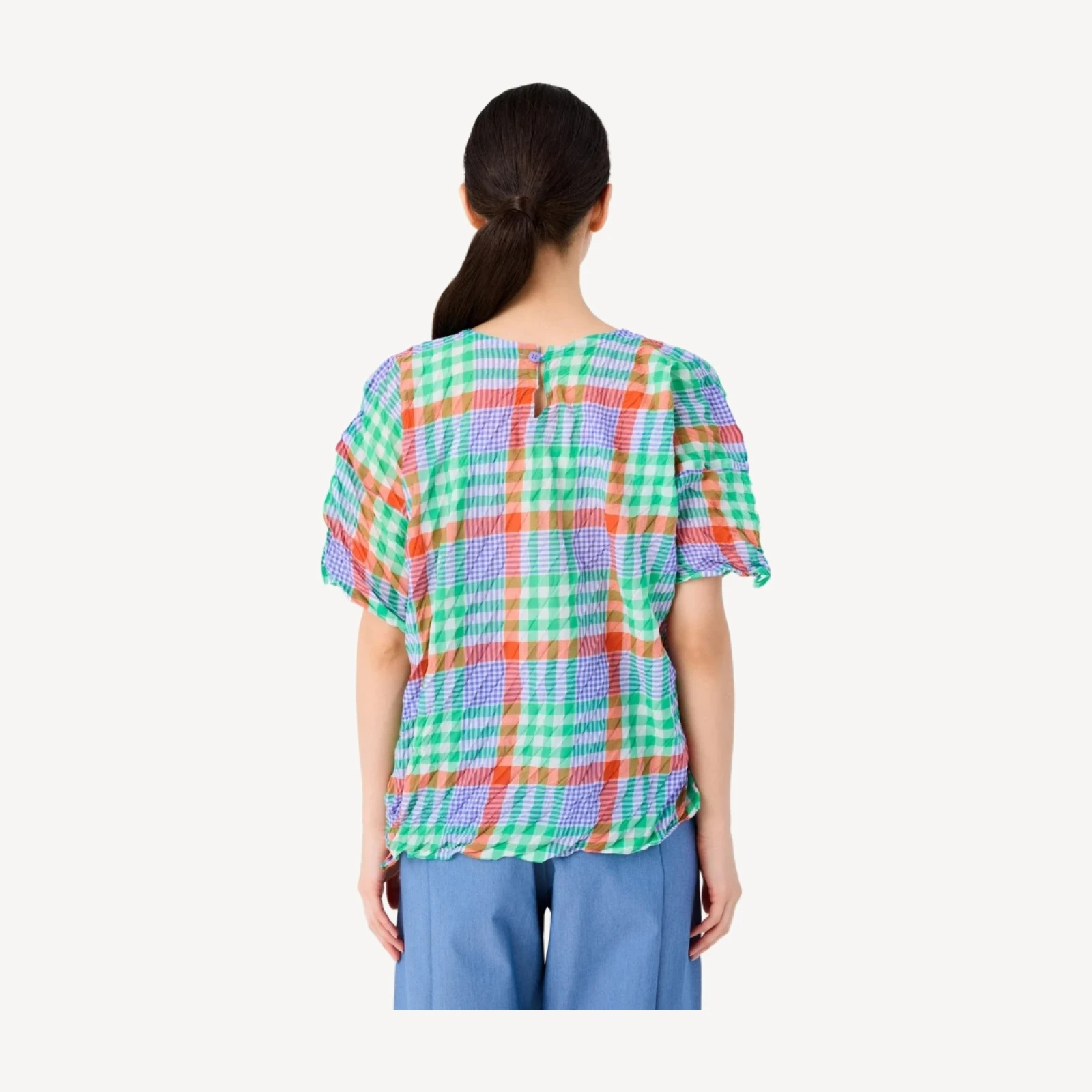 CHECK WHIPPED PLEATS SHIRT