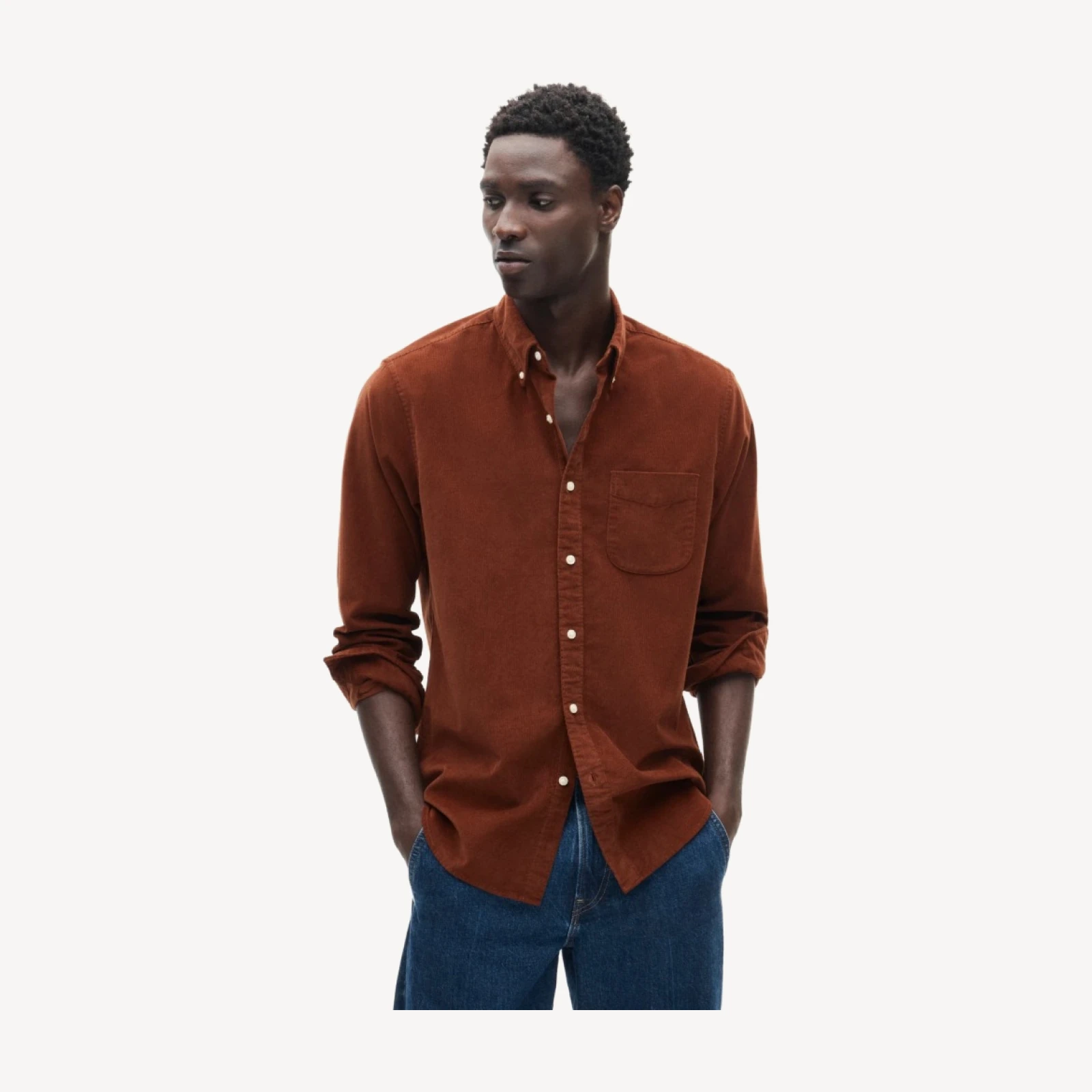 Fine-wale corduroy shirt