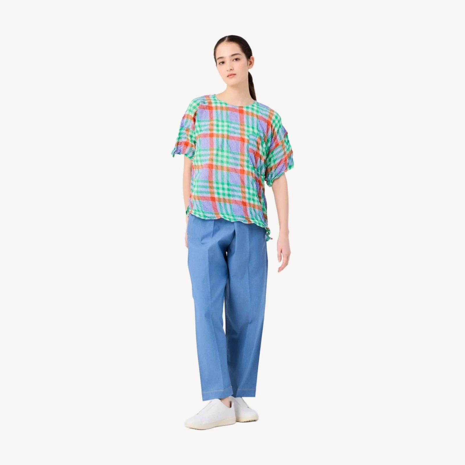 CHECK WHIPPED PLEATS SHIRT