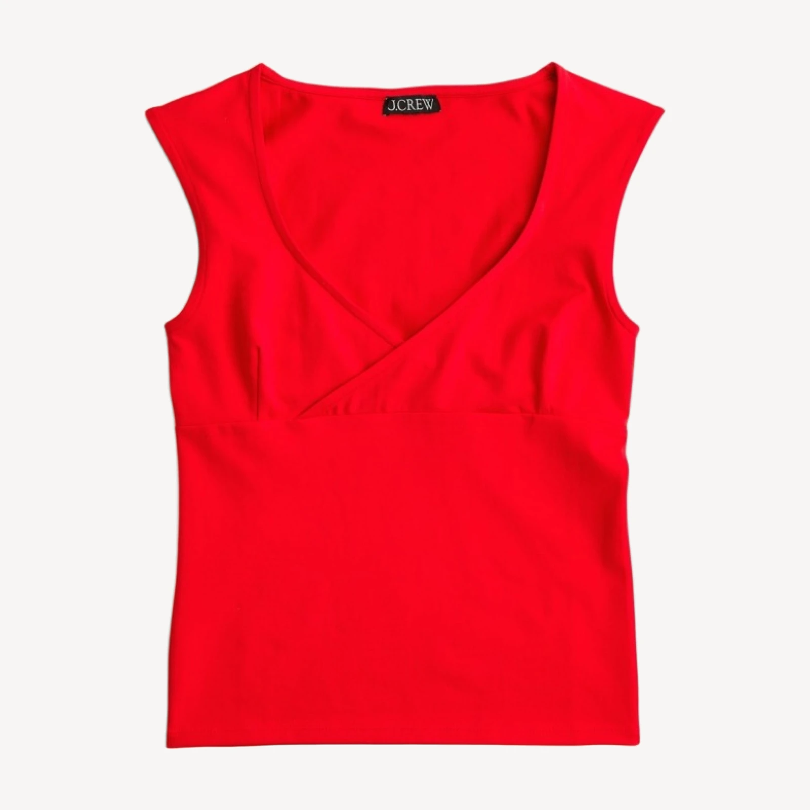 Stretch cotton cap-sleeve crossover shirt