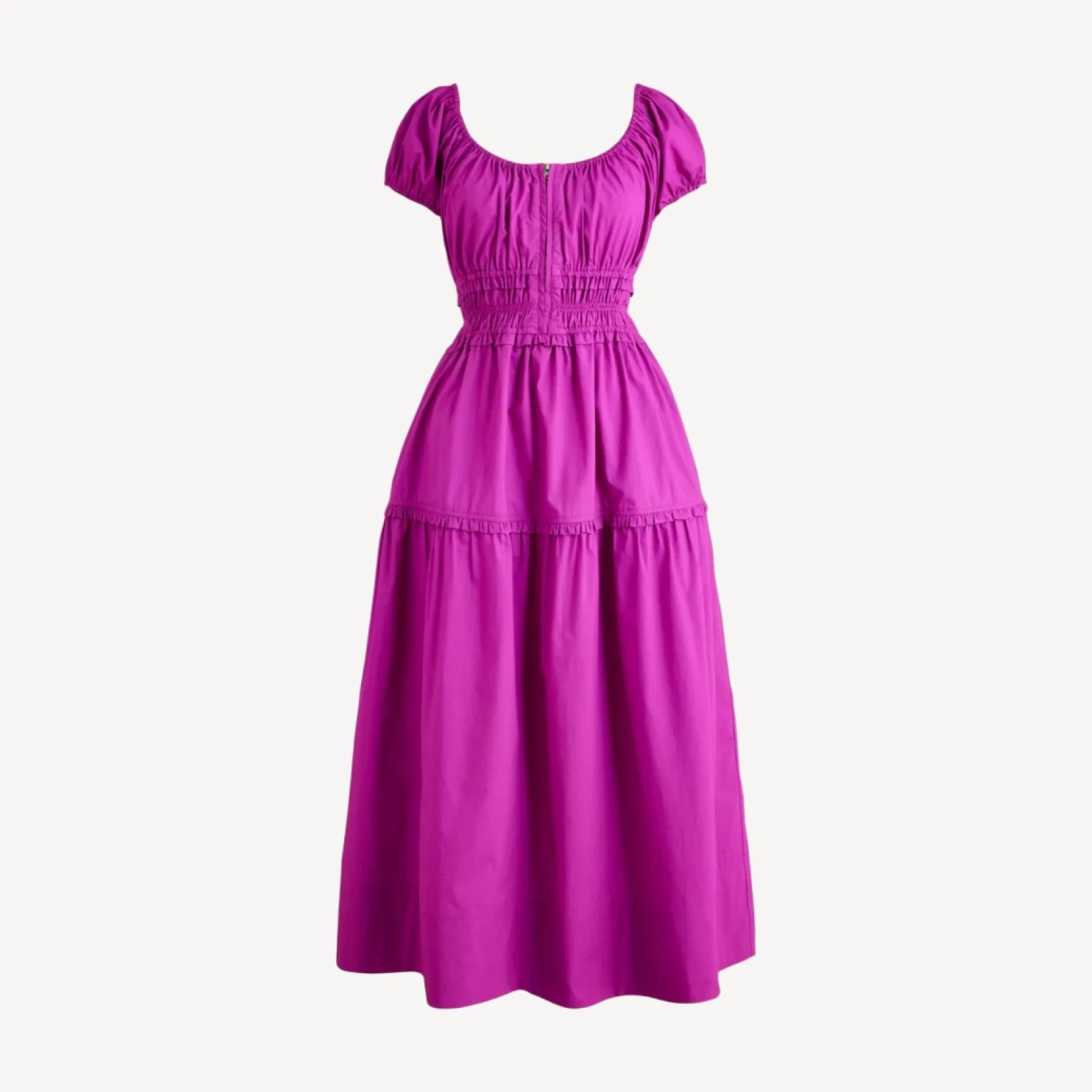 Tiered midi dress in cotton poplin