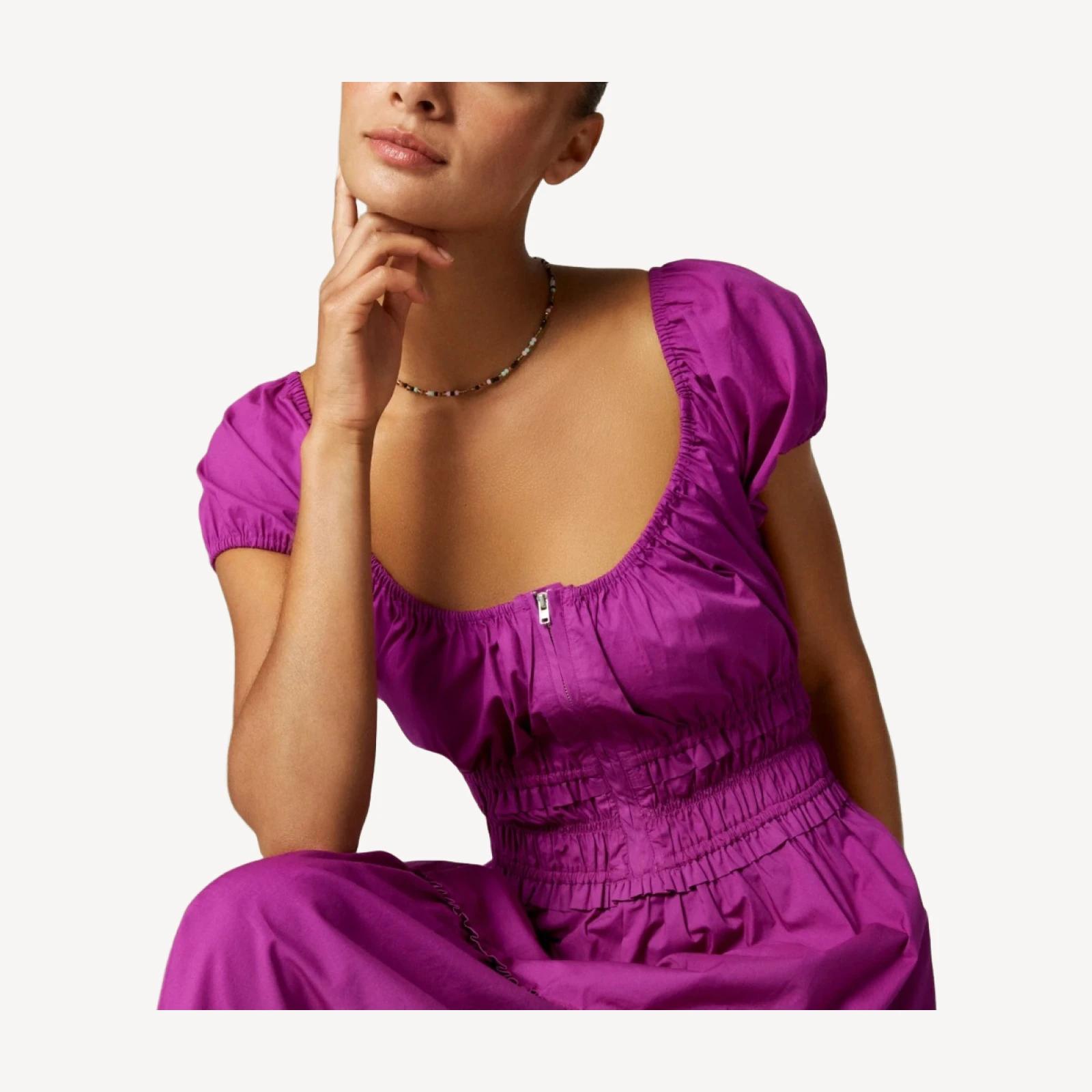 Tiered midi dress in cotton poplin