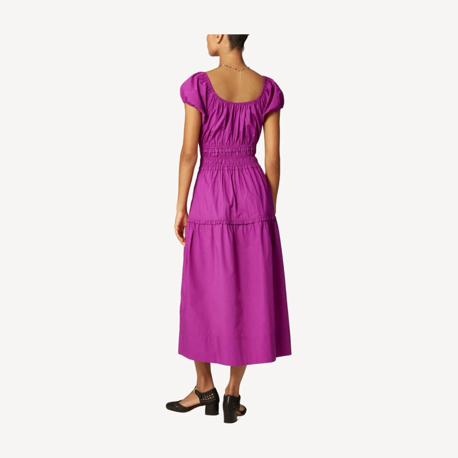 Tiered midi dress in cotton poplin