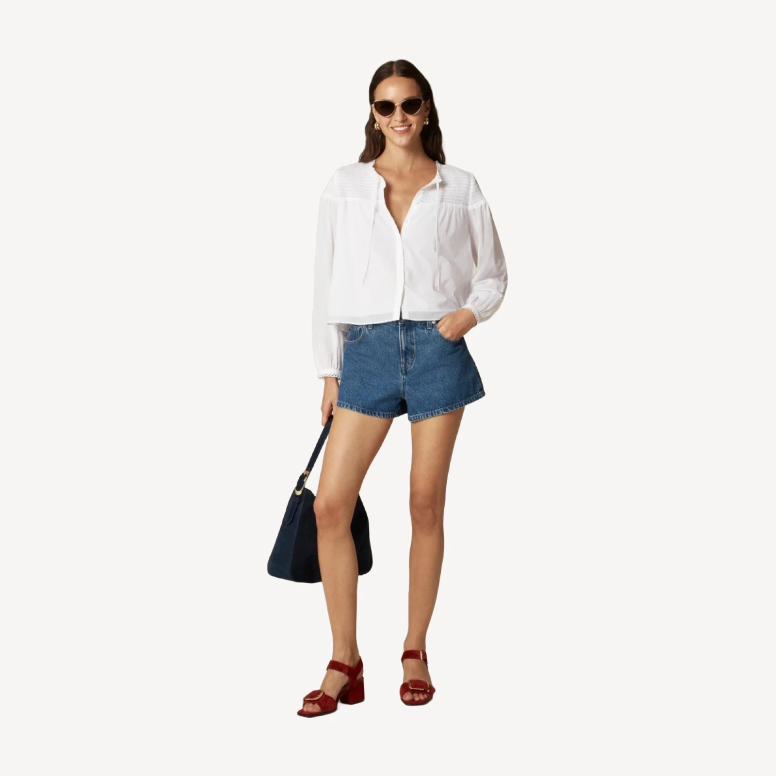 Popover top in cotton voile