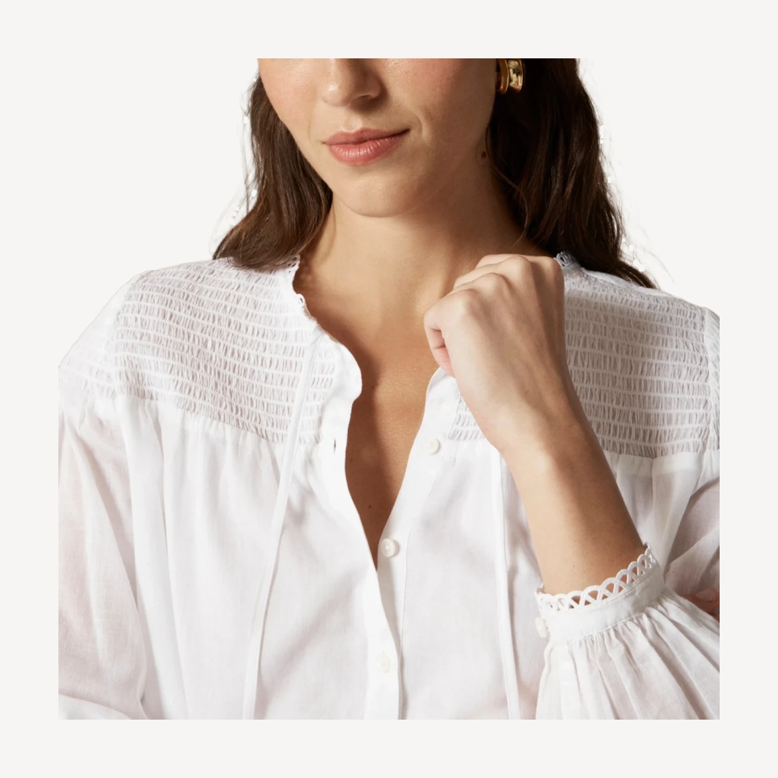 Popover top in cotton voile