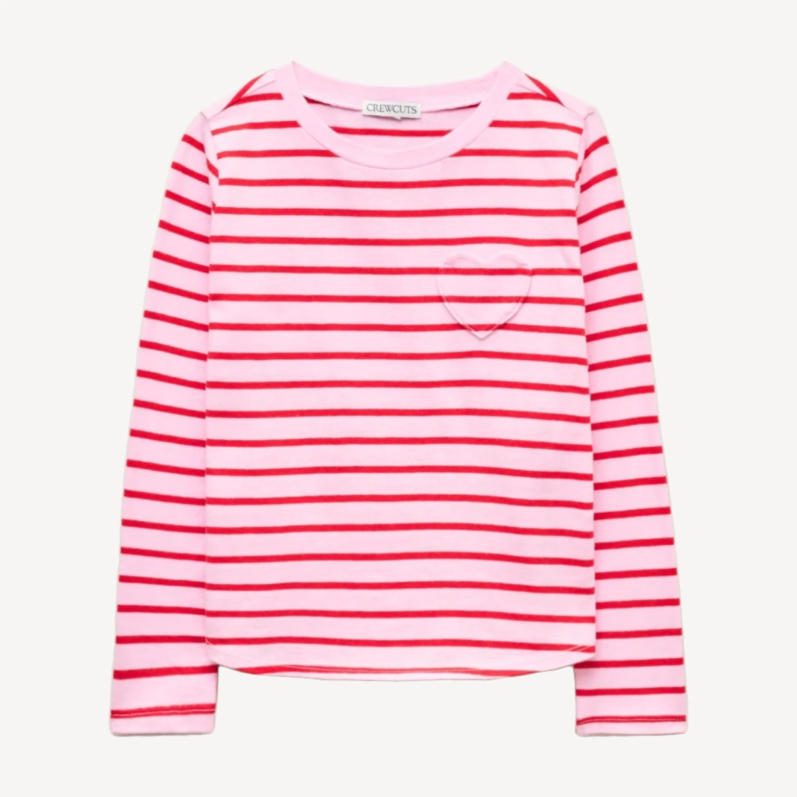 Girls' long-sleeve heart-pocket T-shirt in vintage jersey