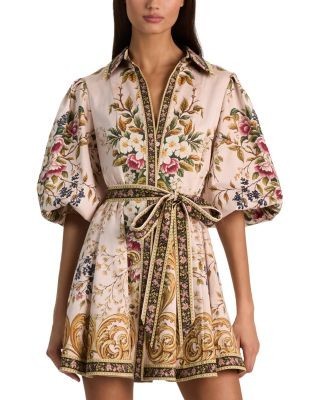 Alice and Olivia Lucy Cotton Stretch Mini Shirt Dress