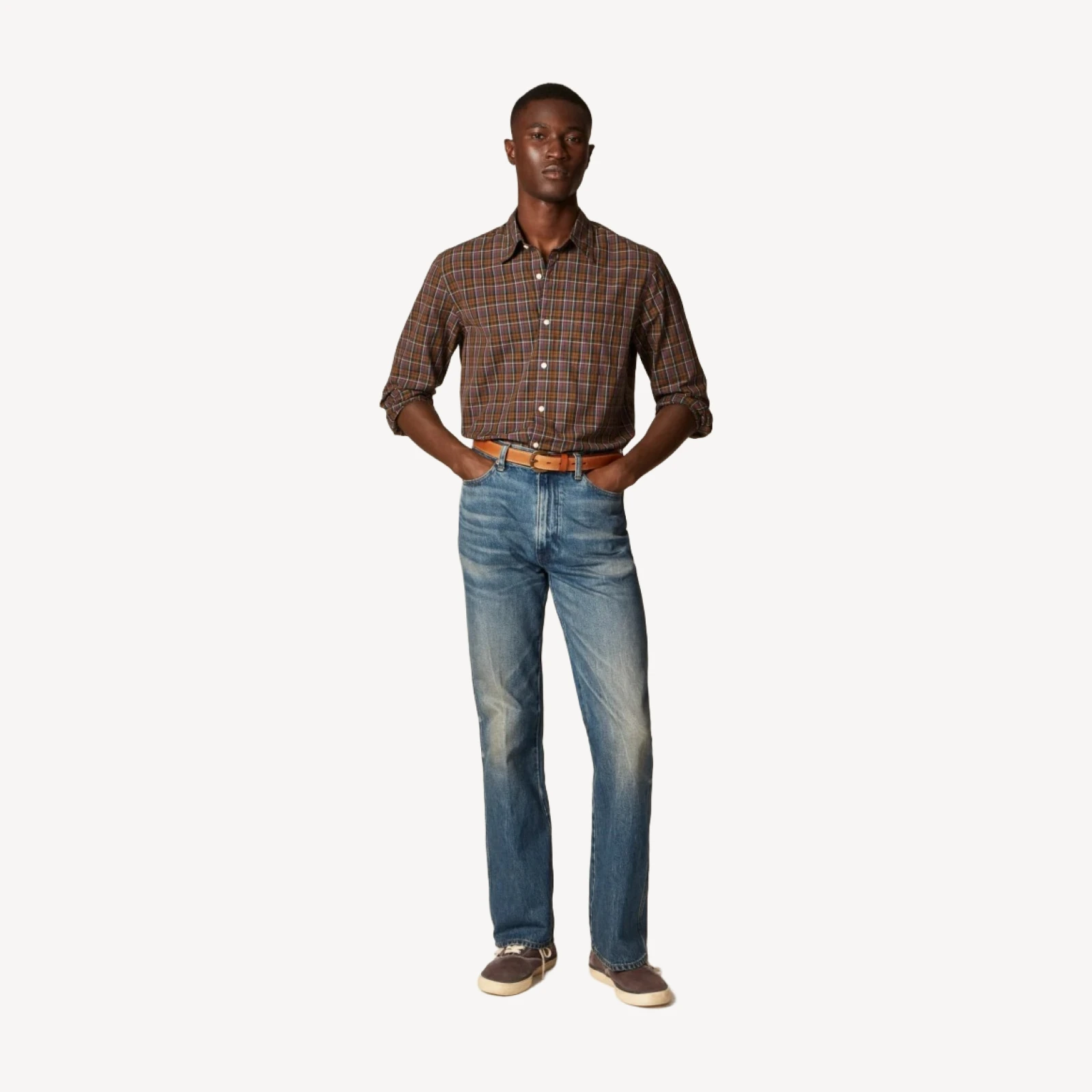 Bootcut creased jean in vintage medium wash