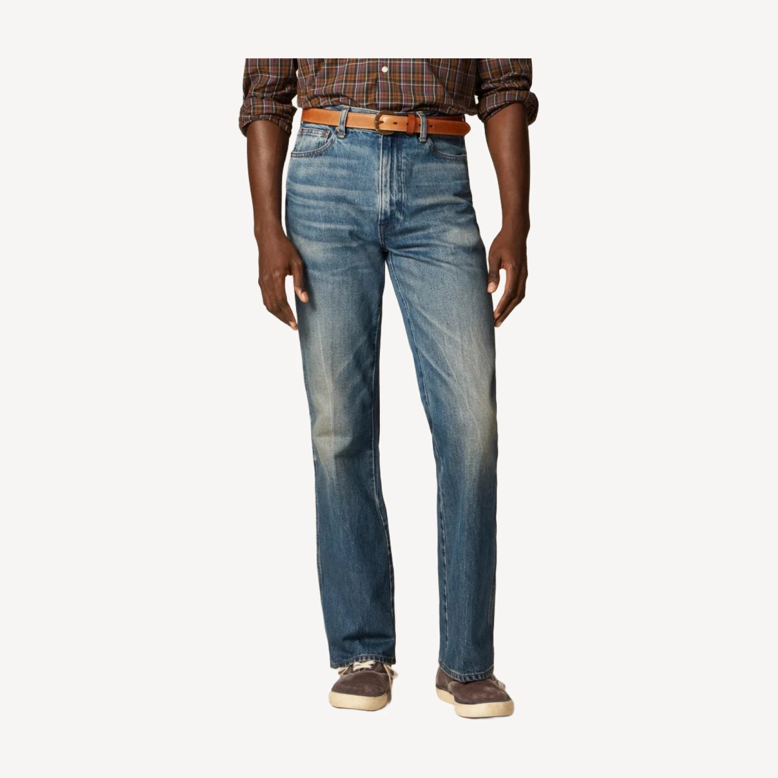 Bootcut creased jean in vintage medium wash