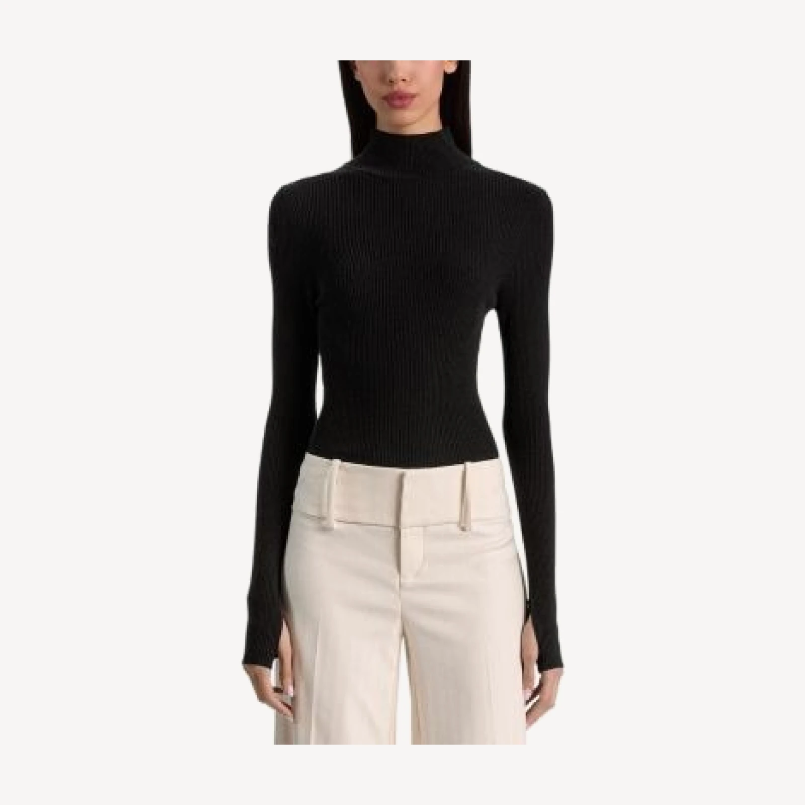 Alice and Olivia Roberta Ribbed Turtleneck Sweater