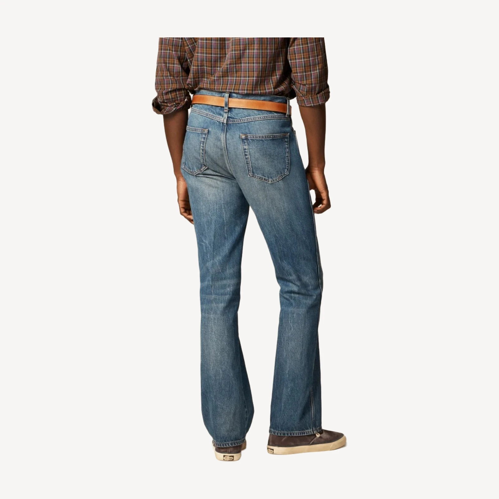 Bootcut creased jean in vintage medium wash