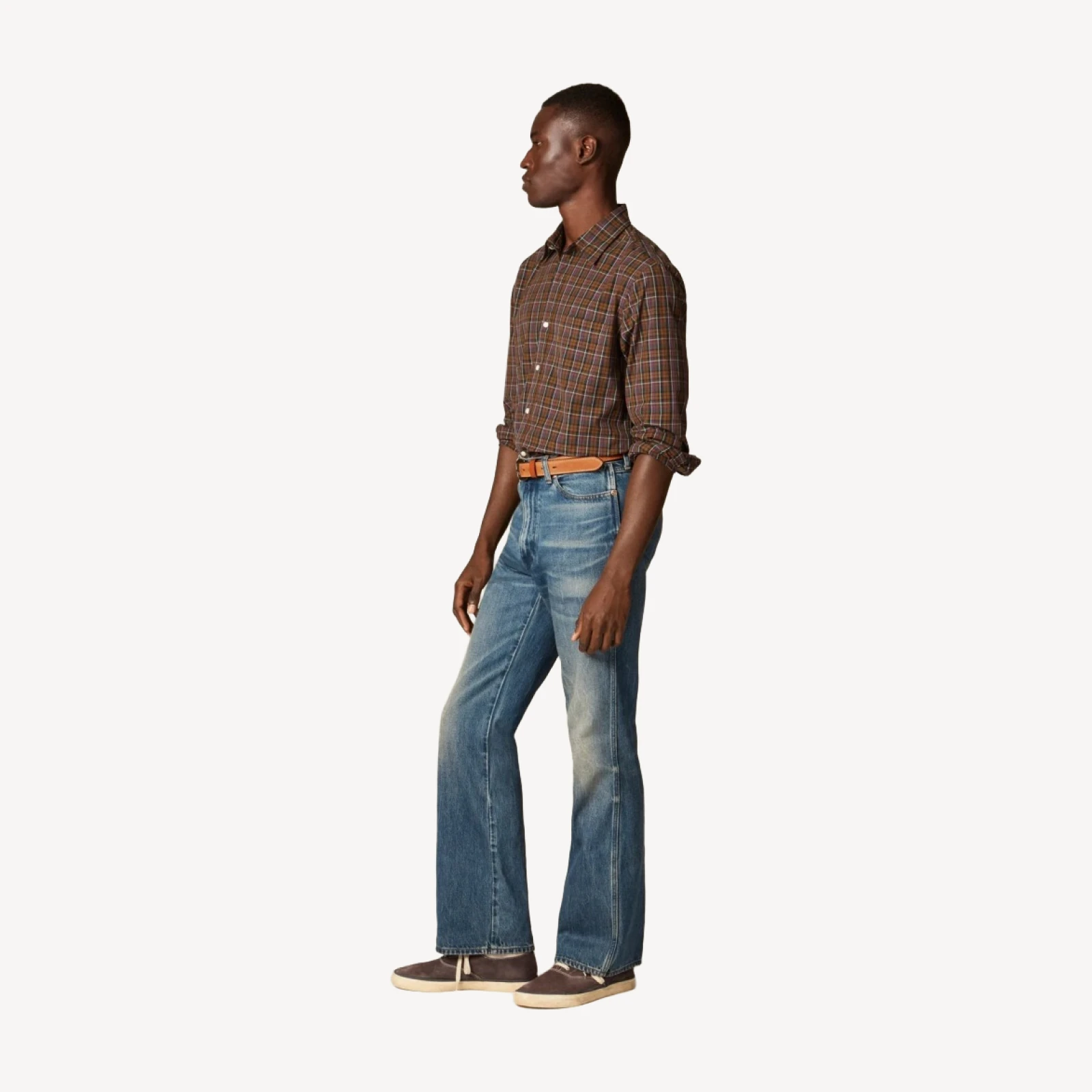 Bootcut creased jean in vintage medium wash