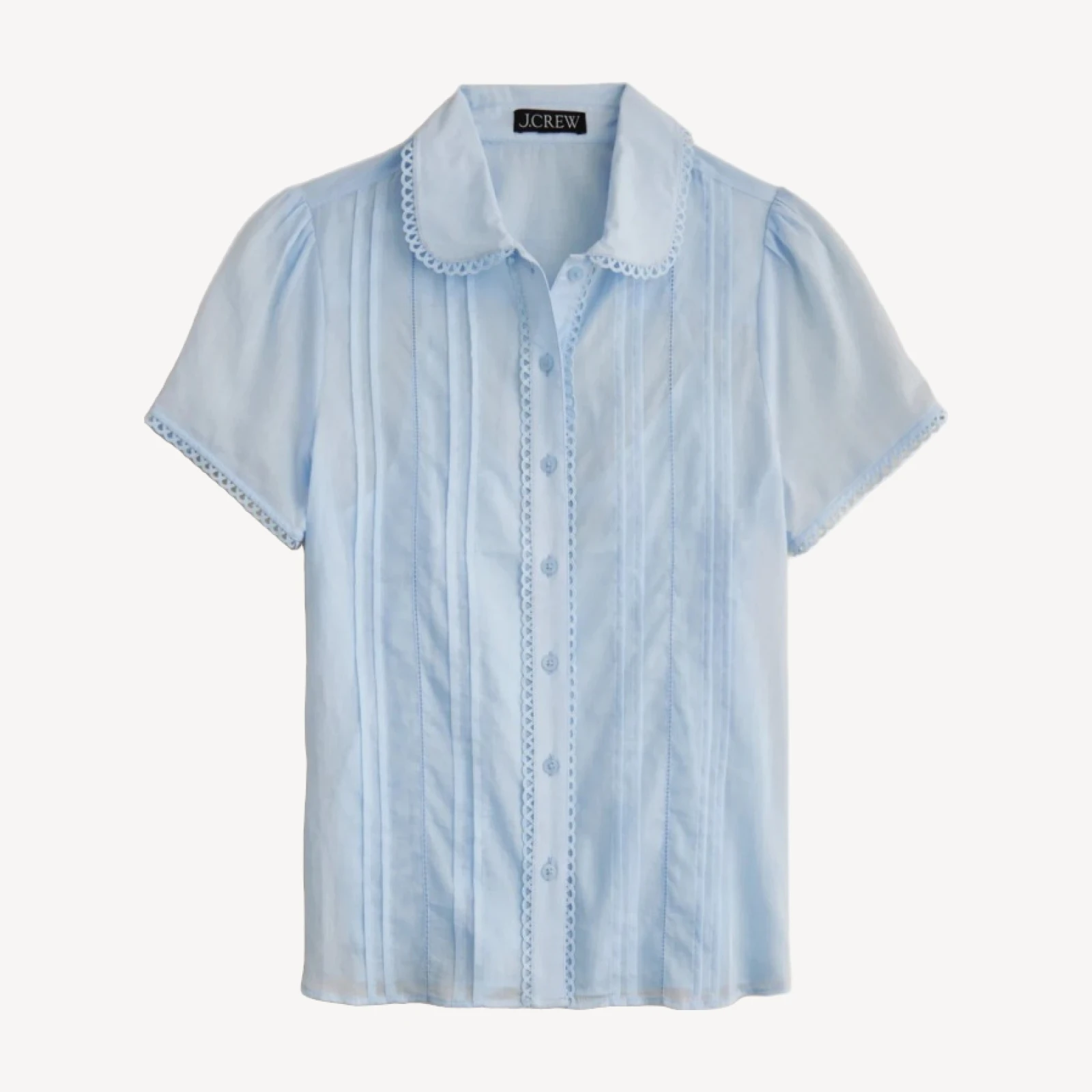 Button-up short-sleeve shirt in cotton voile