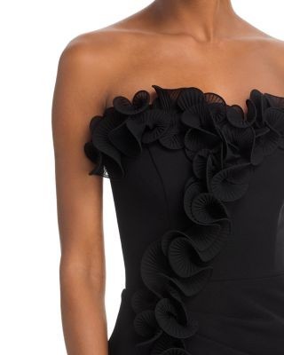 Aqua Scuba Crepe Strapless Ruffle Midi Dress - Exclusive
