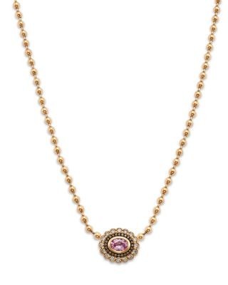 Bloomingdale's Fine Collection White & Brown Diamond & Pink Sapphire Pendant Necklace in 14K Yellow Gold, 17.75