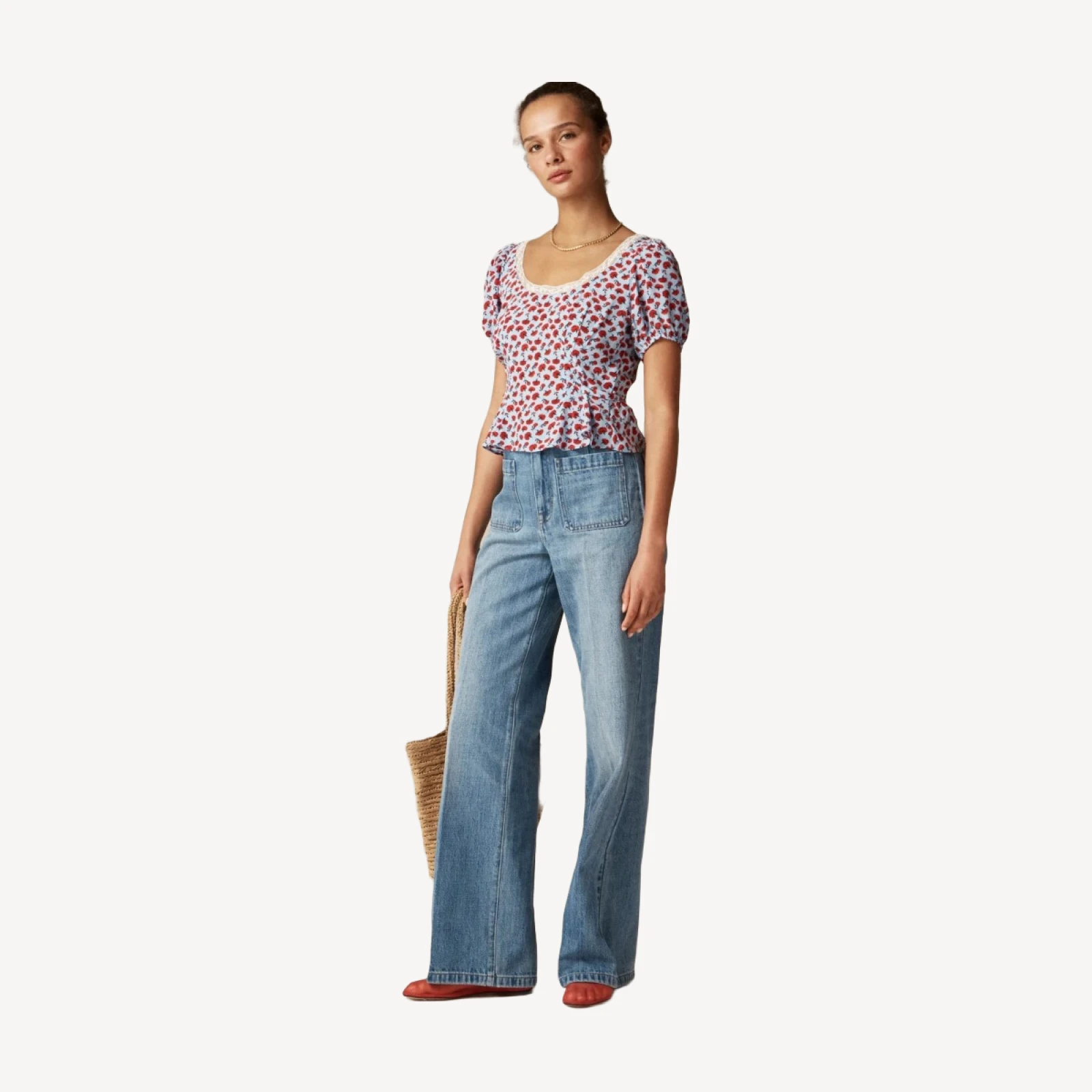 Rouje X J.Crew Poet top in carnation print