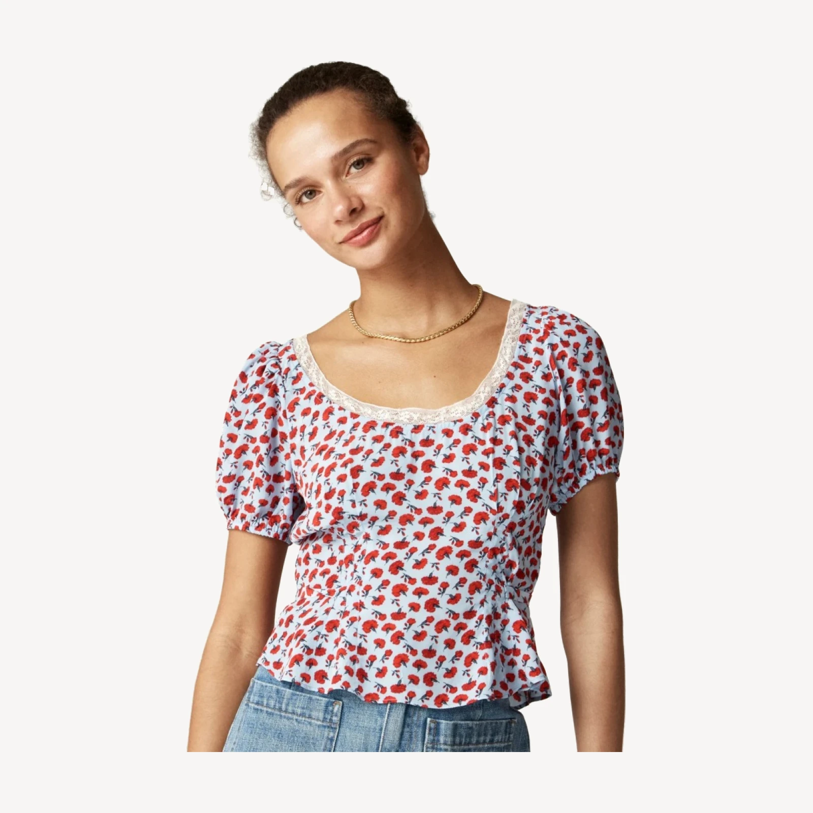 Rouje X J.Crew Poet top in carnation print