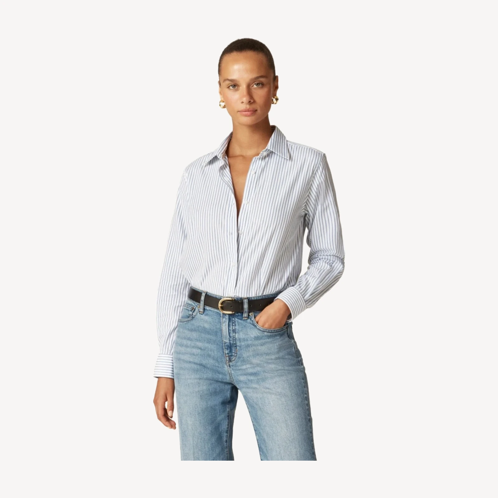 Jules classic-fit button-up shirt in striped cotton poplin