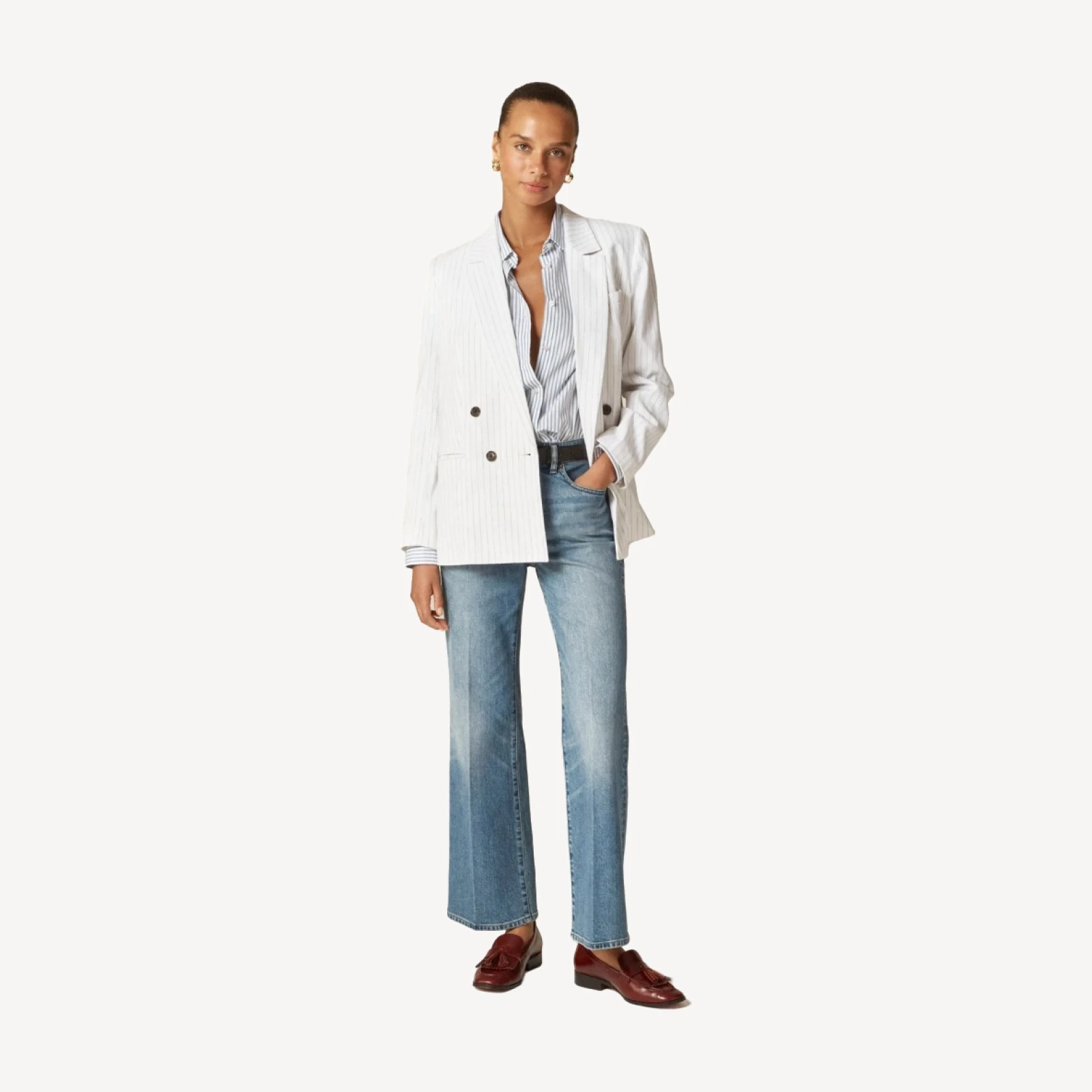 Jules classic-fit button-up shirt in striped cotton poplin