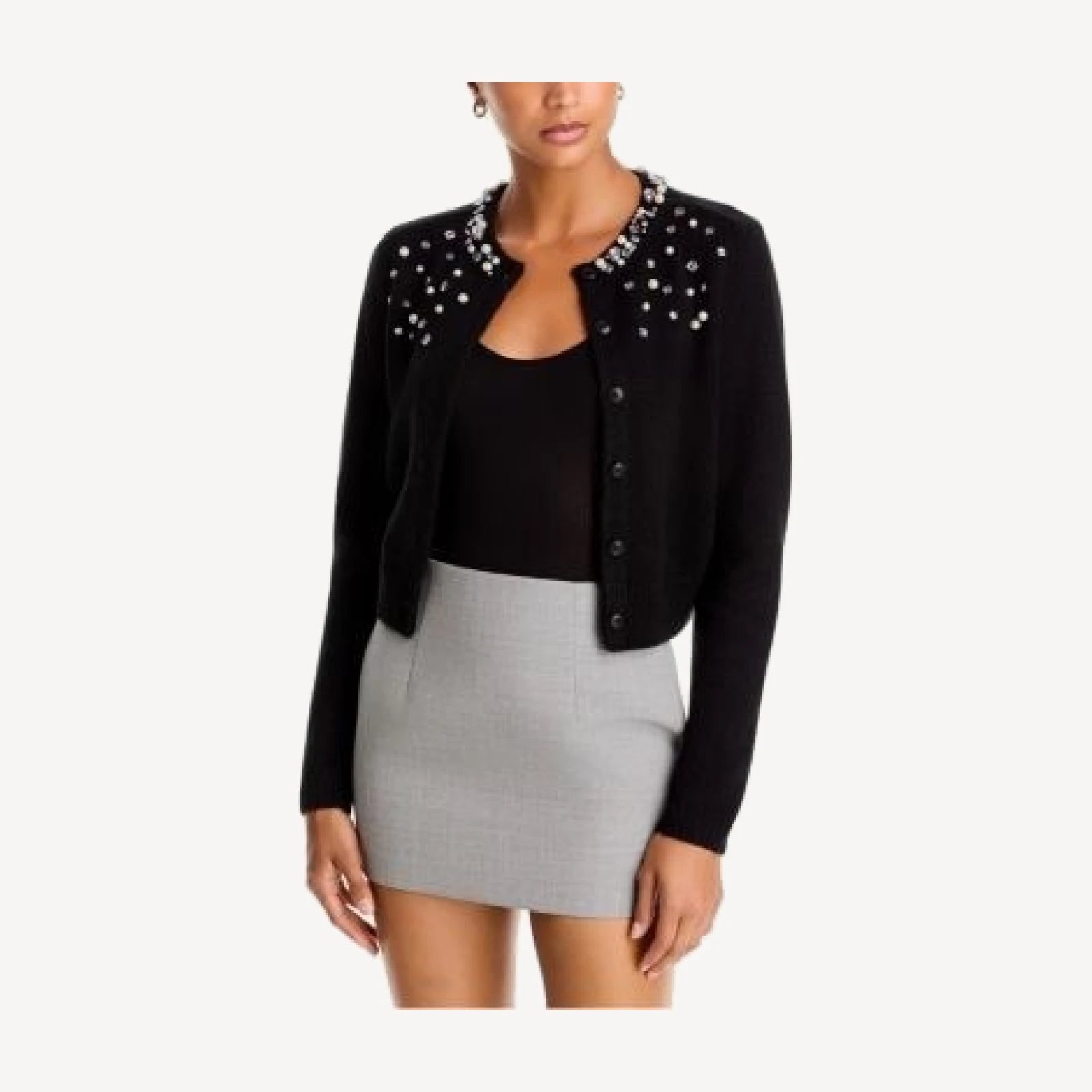 Aqua Rhinestone Pearl Embellished Cardigan - Exclusive