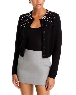 Aqua Rhinestone Pearl Embellished Cardigan - Exclusive