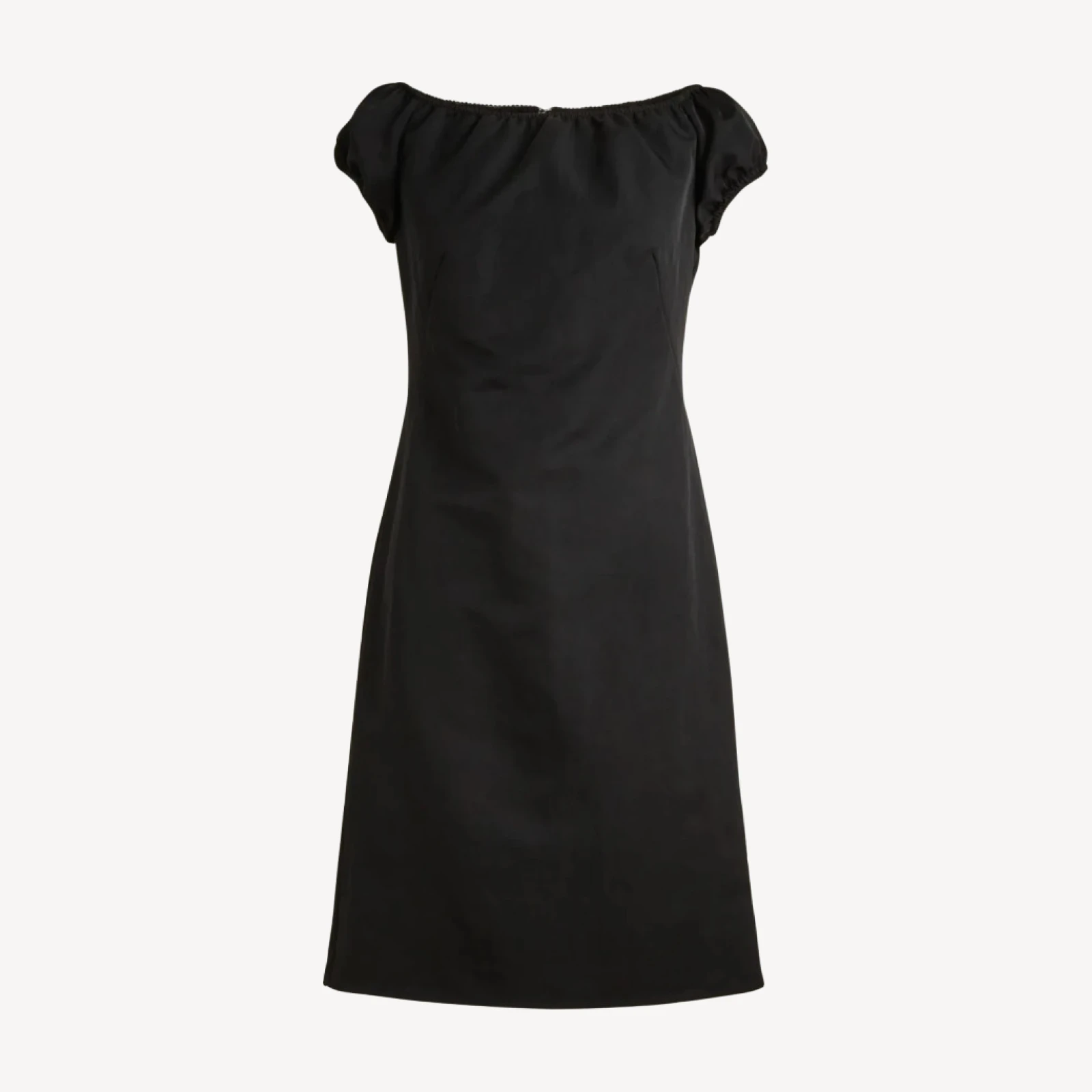 Off-the-shoulder mini dress in textured nylon