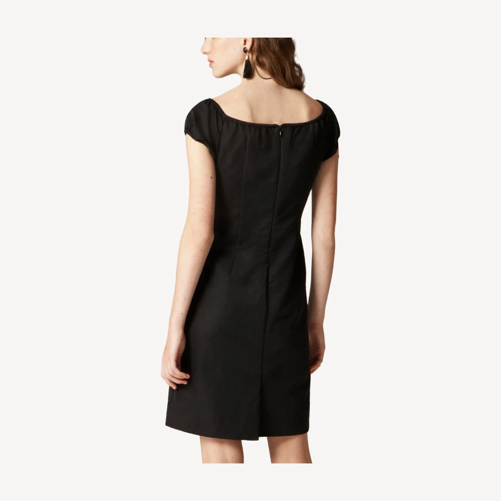 Off-the-shoulder mini dress in textured nylon