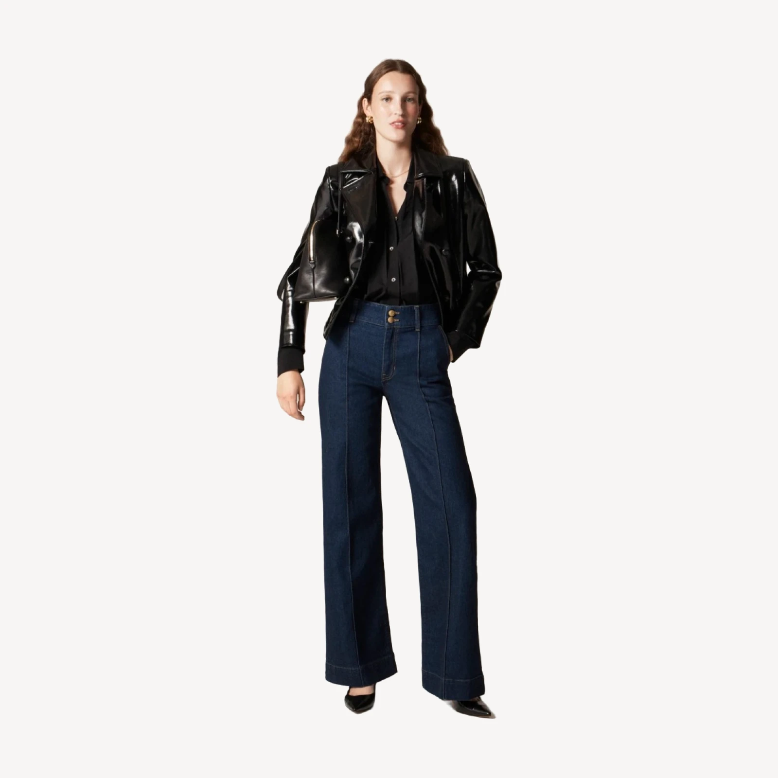 Denim trouser jean with stacked buttons