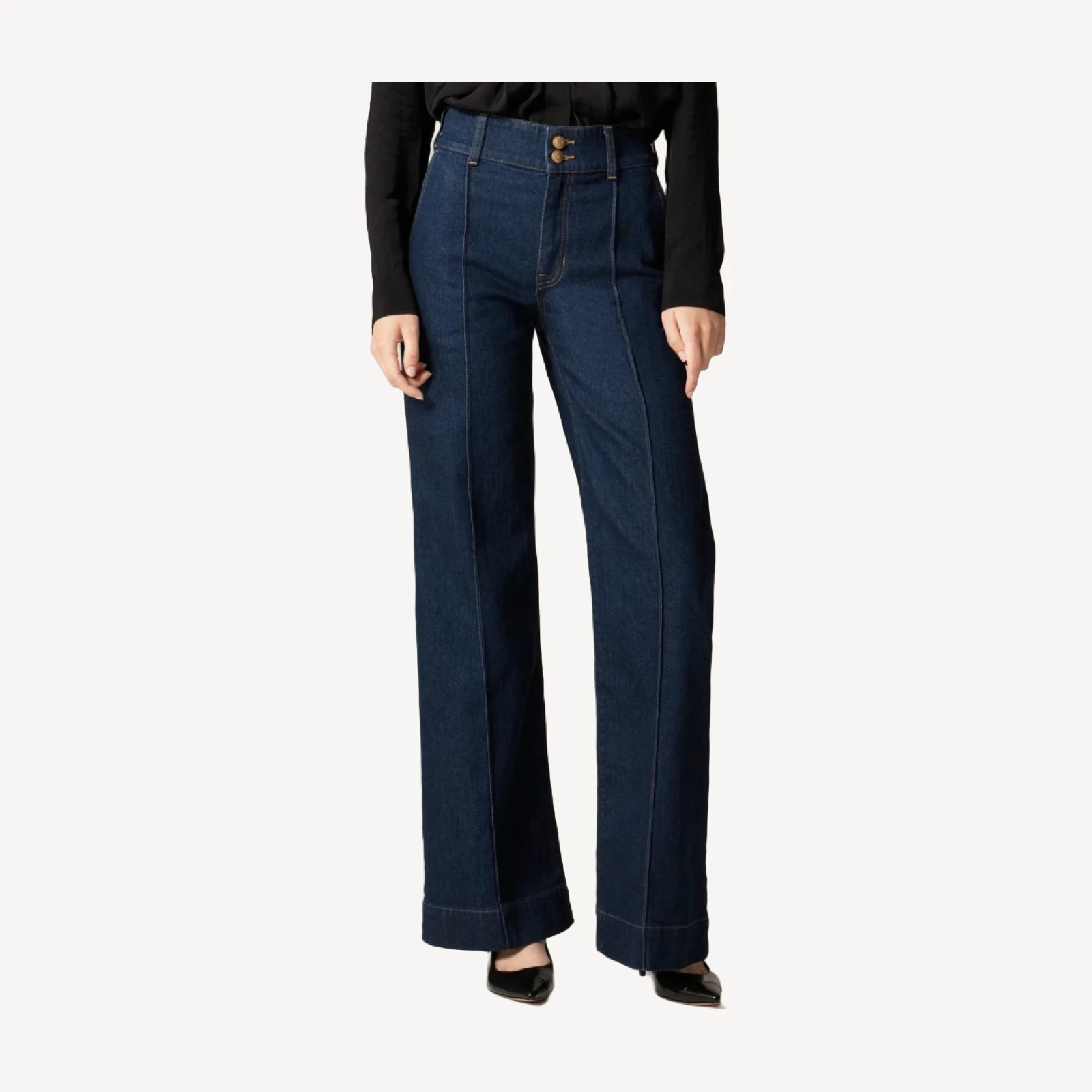 Denim trouser jean with stacked buttons