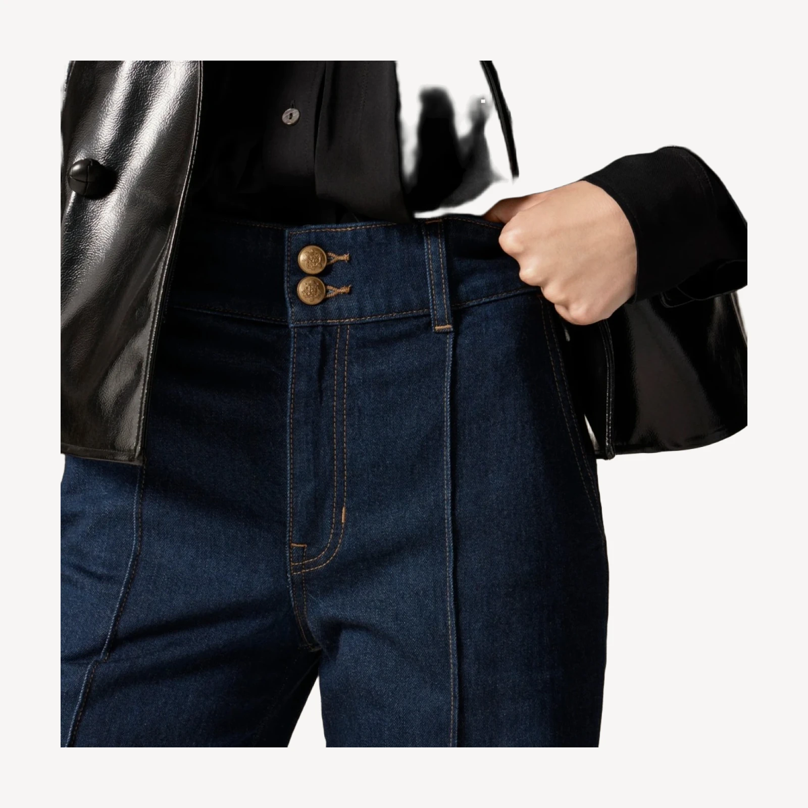 Denim trouser jean with stacked buttons