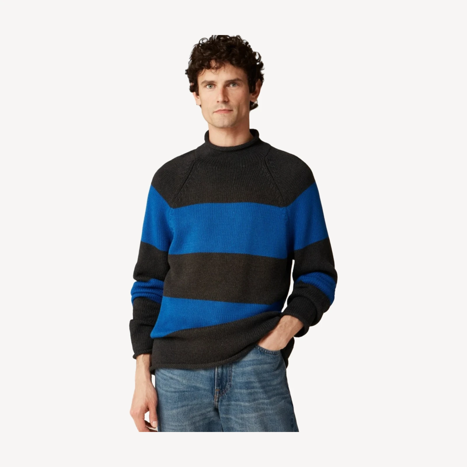 1988 Rollneck™ sweater in cotton hoop stripe