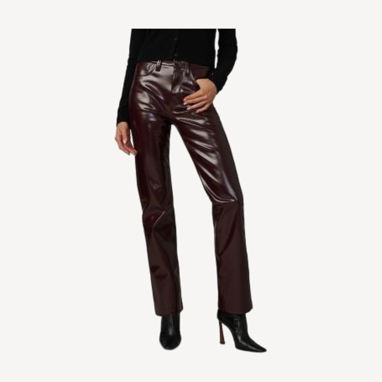 Joe's Jeans The Patent High Rise Faux Leather Jeans in Bordeaux