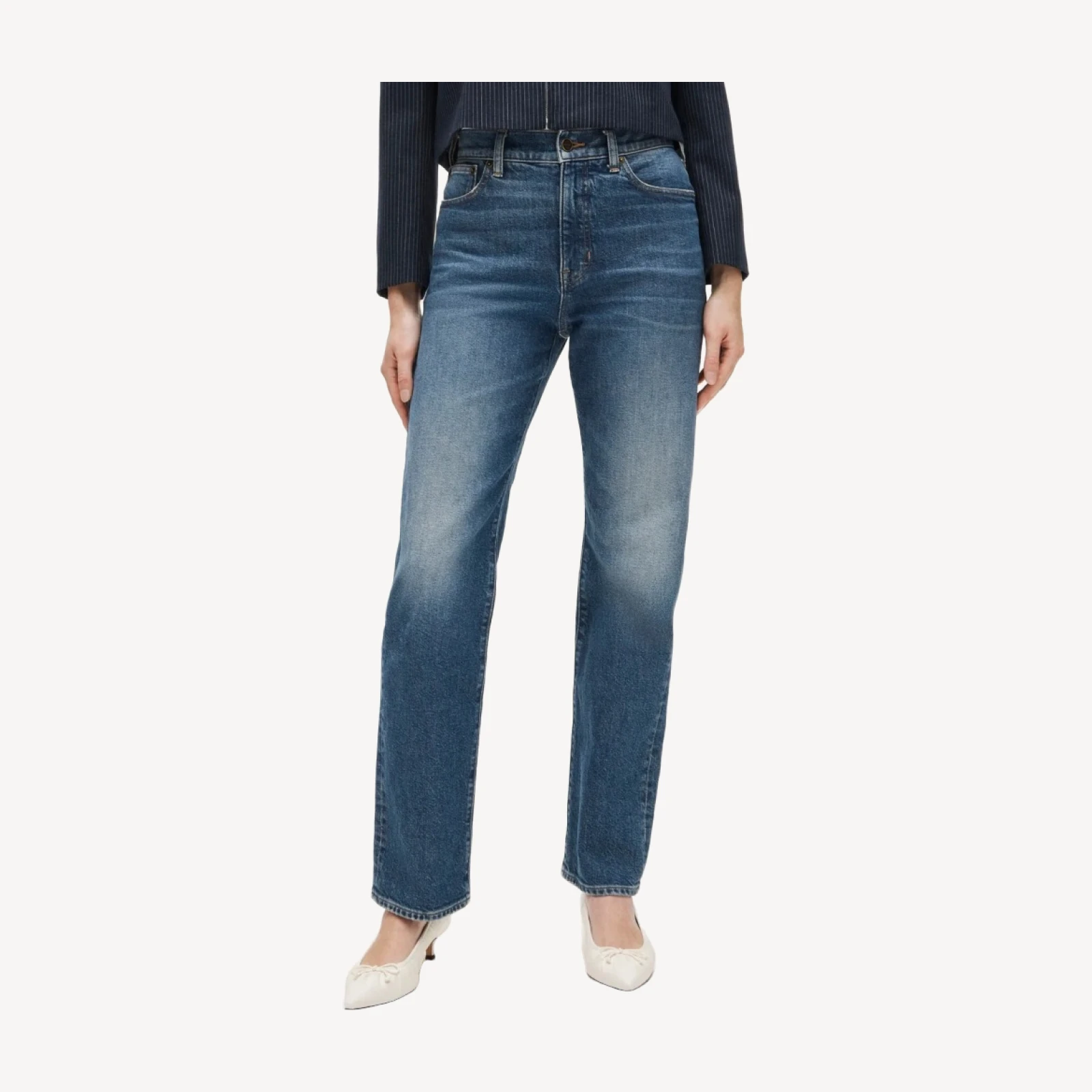 Nipped straight jean