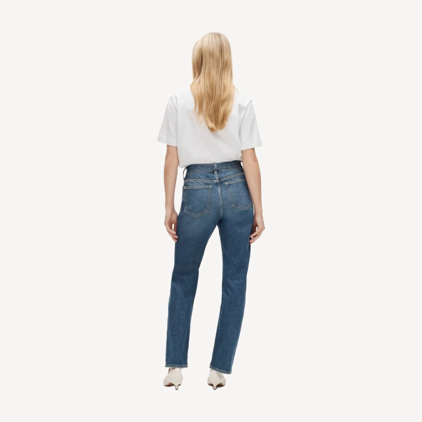 Nipped straight jean