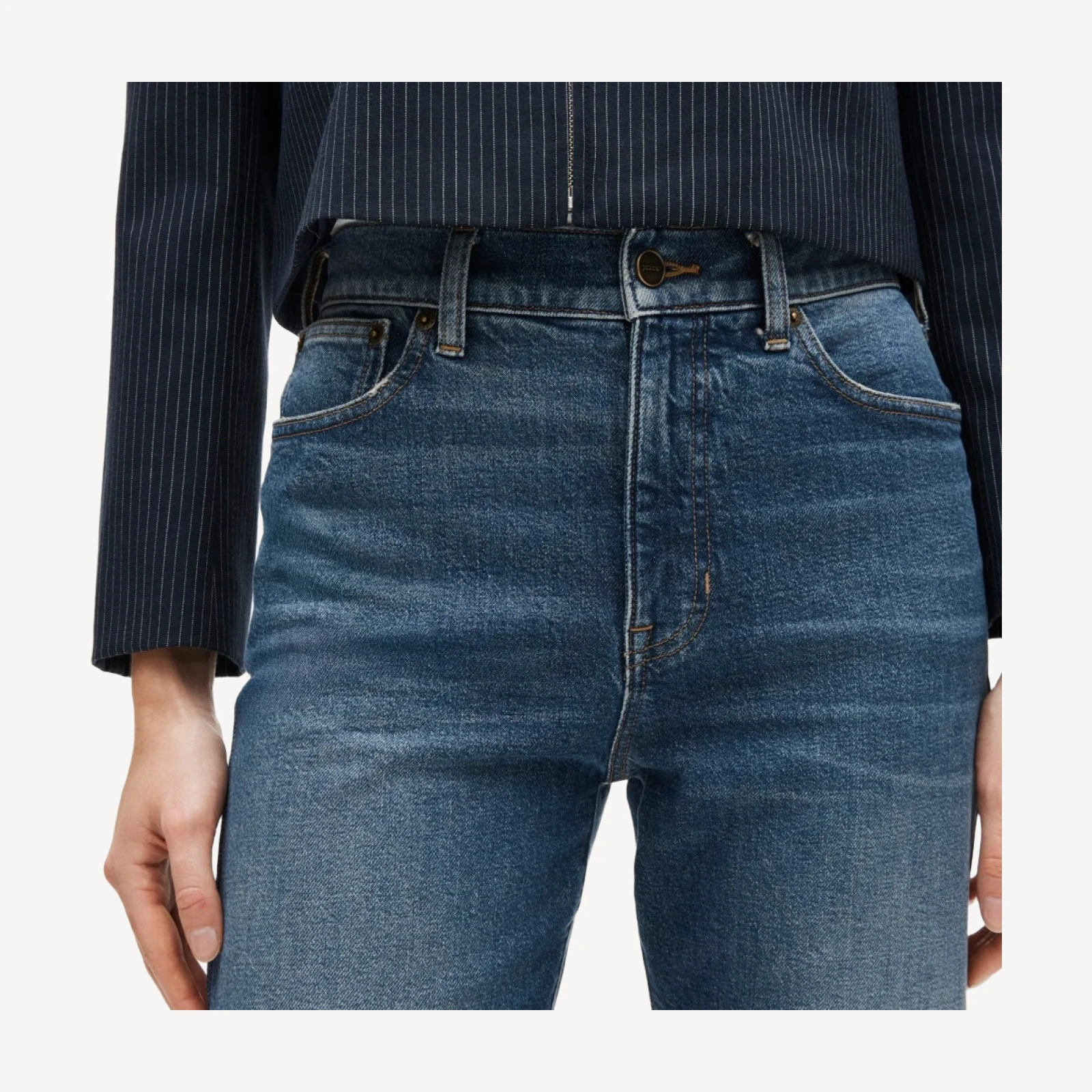Nipped straight jean