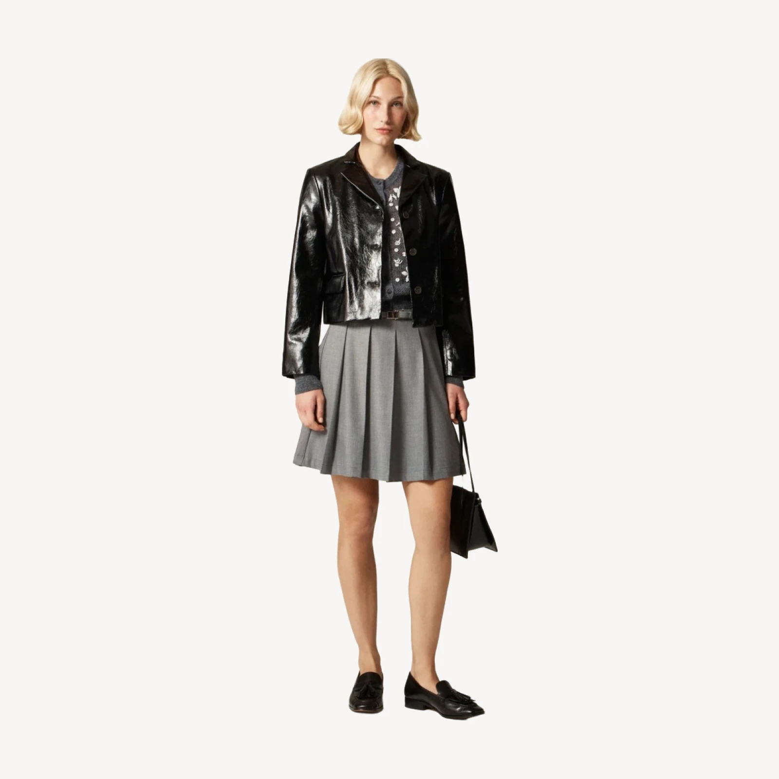 Shirt-jacket in faux distressed leather