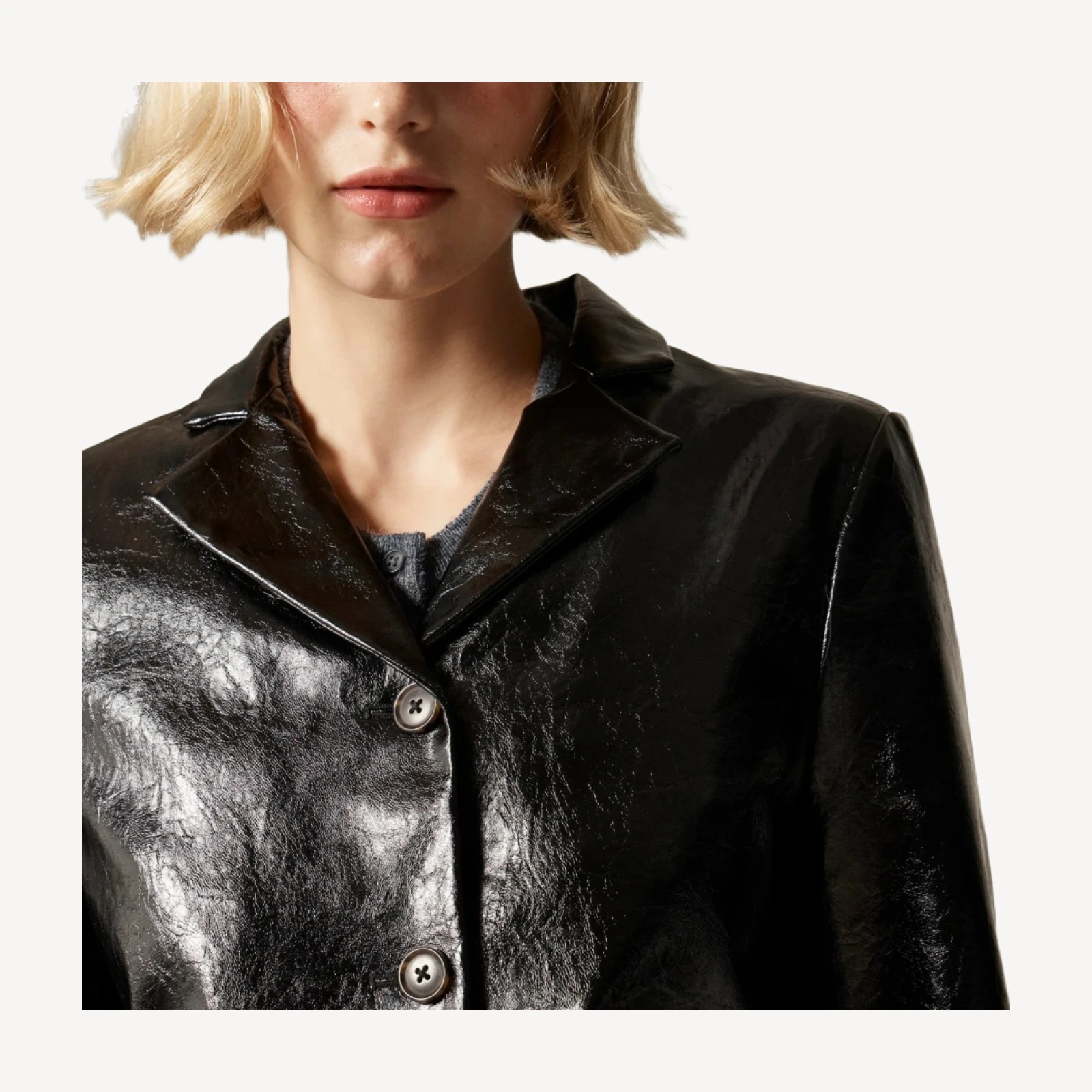 Shirt-jacket in faux distressed leather
