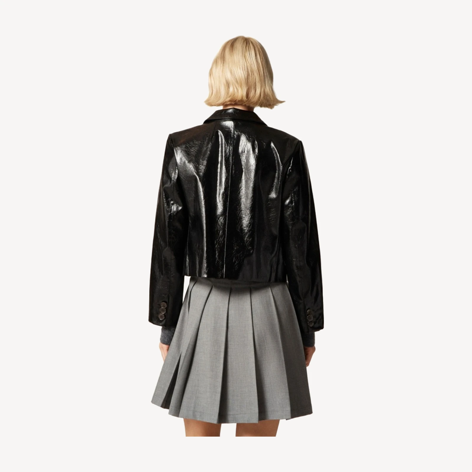Shirt-jacket in faux distressed leather
